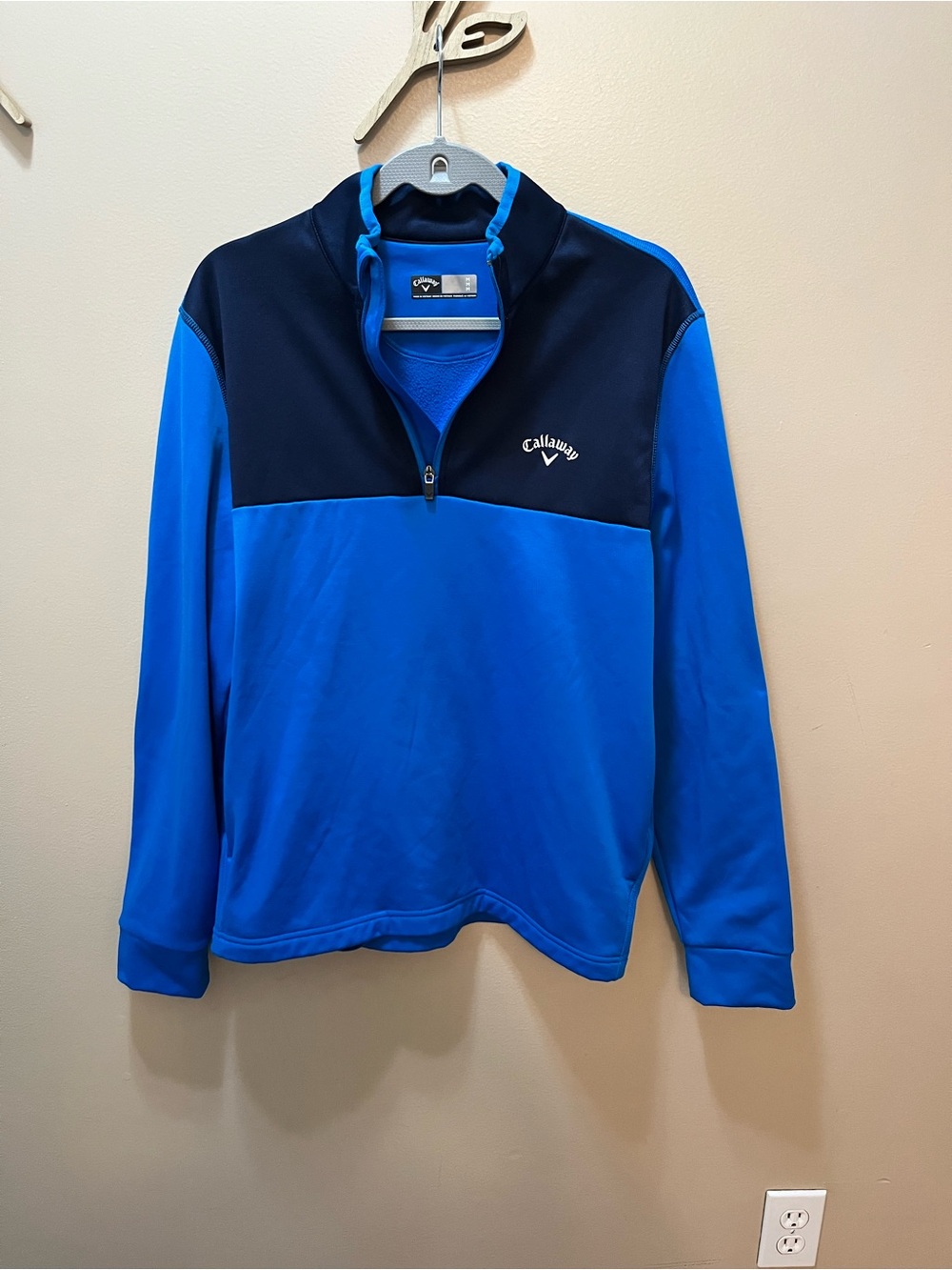Callaway Mens Magnetic Blue Quarter-Zip Performance Pullover Size Medium